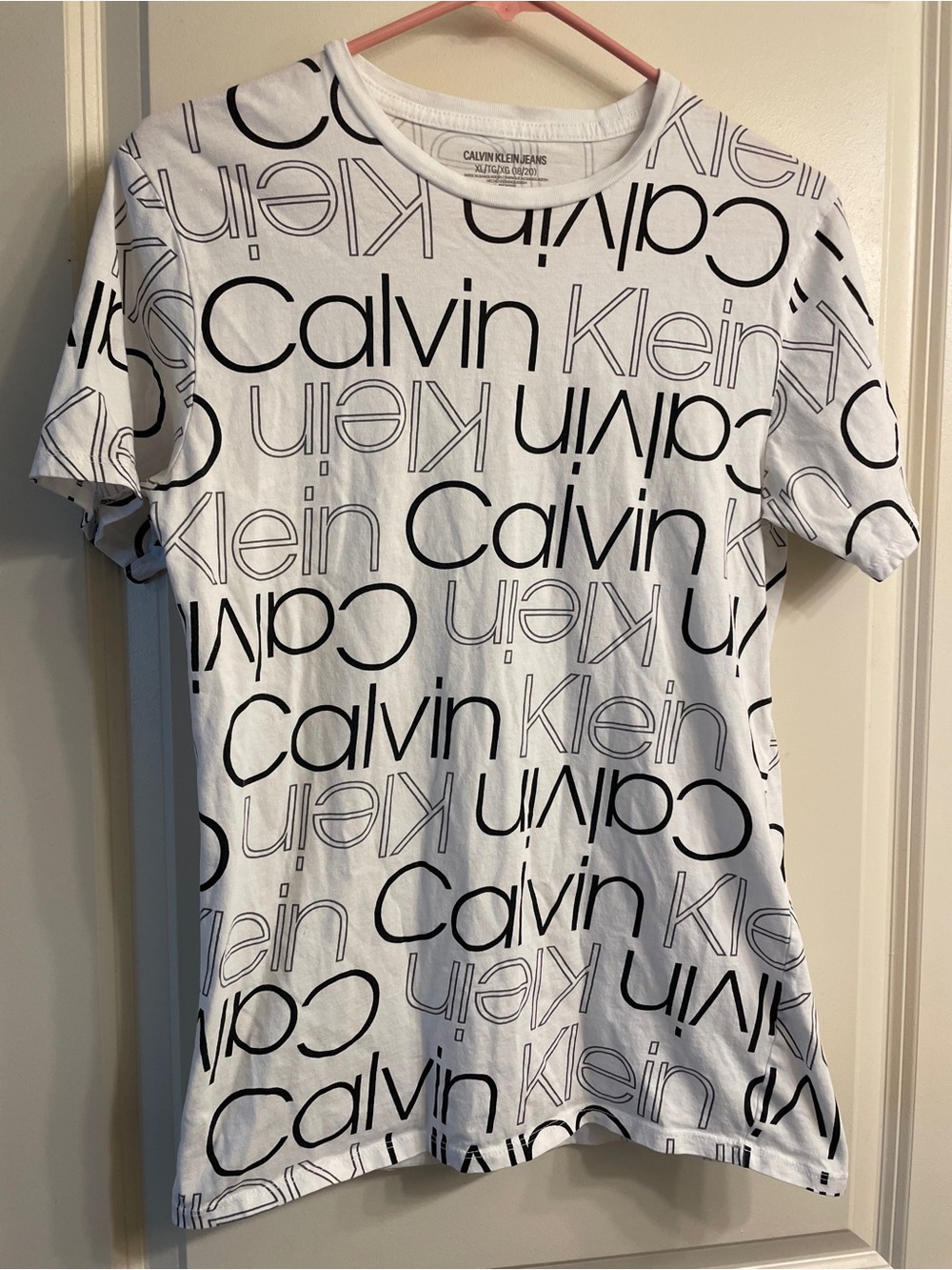 Calvin Klein Jeans White Tee with Black Logo Print